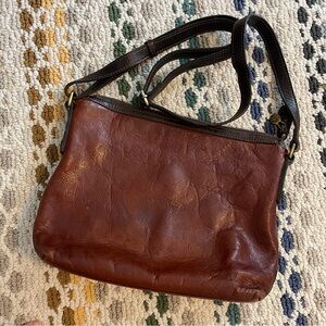 D&D Firenze Italy Brown Leather Shoulder Bag
